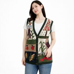 Capacity Fall Harvest Hand Embroidered Farm Vest M